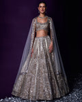 Nehal Grey Organza Lehenga Set By KYNAH, Luxury Indian Fashion & Bridal Wear