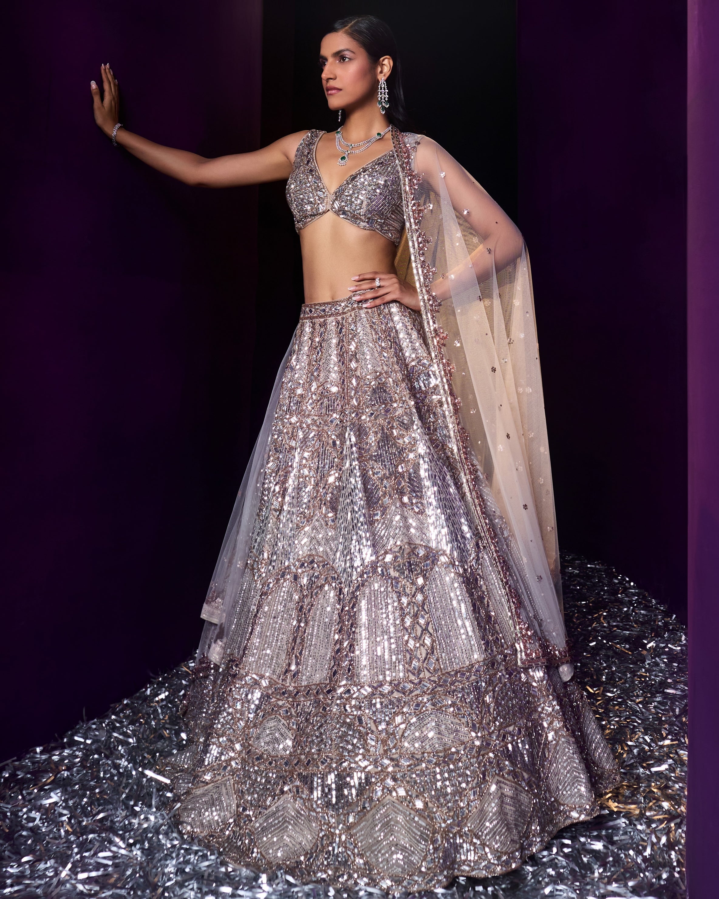 Mihira Champagne Organza Lehenga Set By KYNAH, Luxury Indian Fashion & Bridal Wear