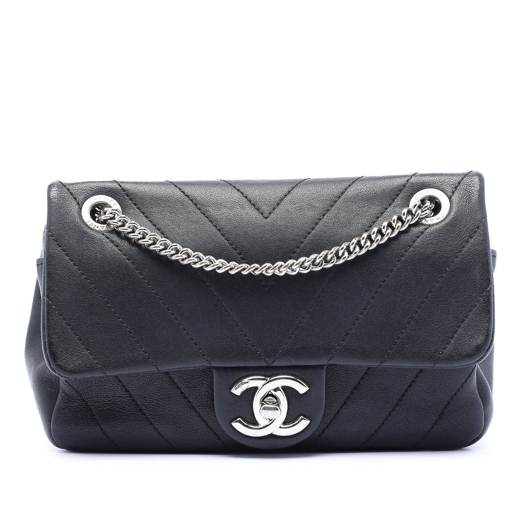 Mini CC Chevron Calfskin Single Flap