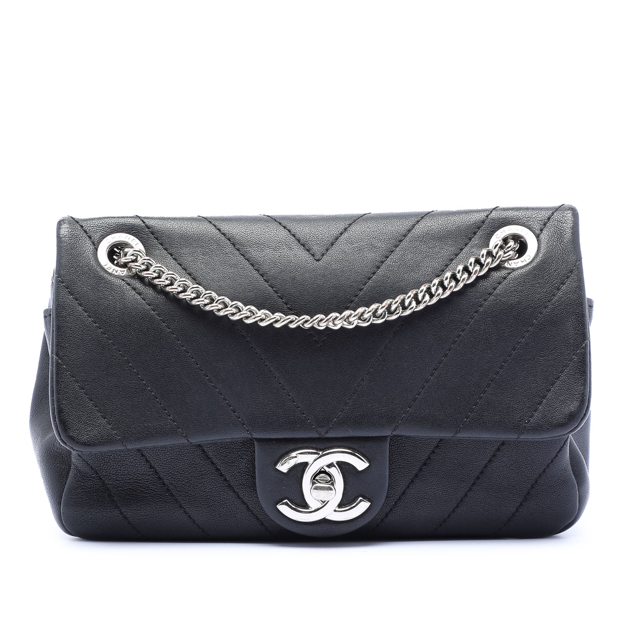 Mini CC Chevron Calfskin Single Flap