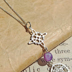Colgante Nudo de Bruja & Tetragramaton con Bola Amatista S925