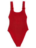 Hunza G Crinkle Fabric One-Piece Swimsuit — Red