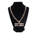Pharrell Gold Plated Strass Chain Letters Pendant Necklace