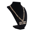 Pharrell Gold Plated Strass Chain Letters Pendant Necklace