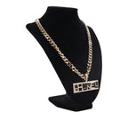 Pharrell Gold Plated Strass Chain Letters Pendant Necklace