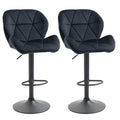 Set of 2 Adjustable Tufted Velvet Bar Stools with Wide Seat, Black