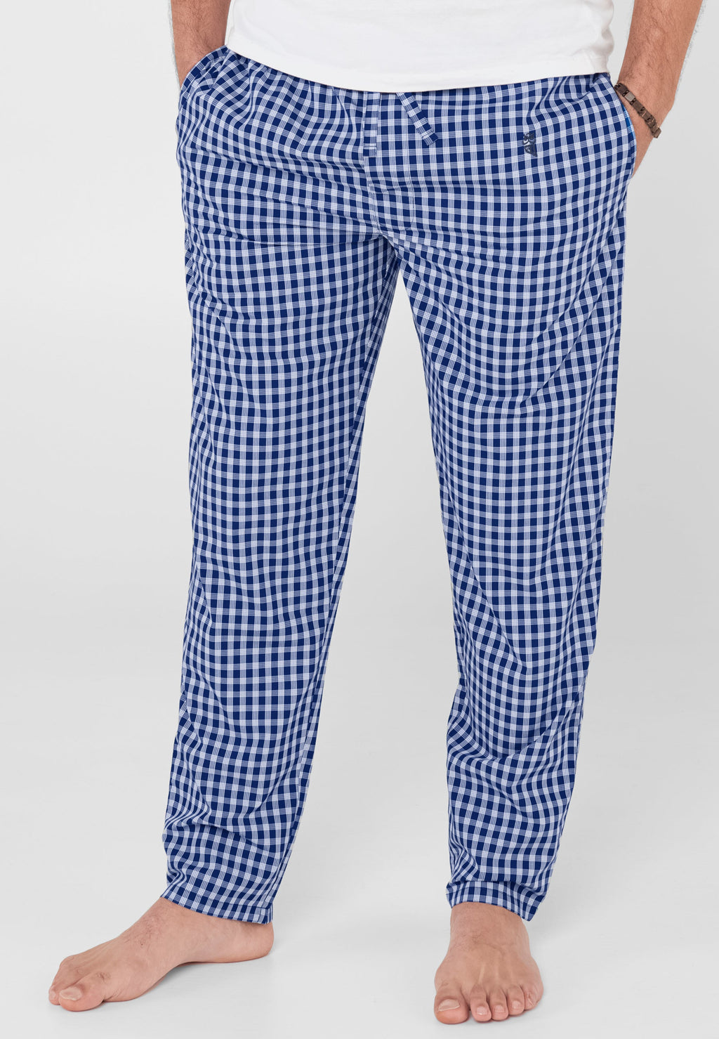 Pantalón Pijama Hombre Largo Popelín Cuadros - Azul 8978_38