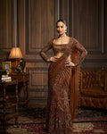 Krisha Metallic Gold Embellished Skirt Sari Set By KYNAH, Luxury Indian Fashion & Bridal Wear