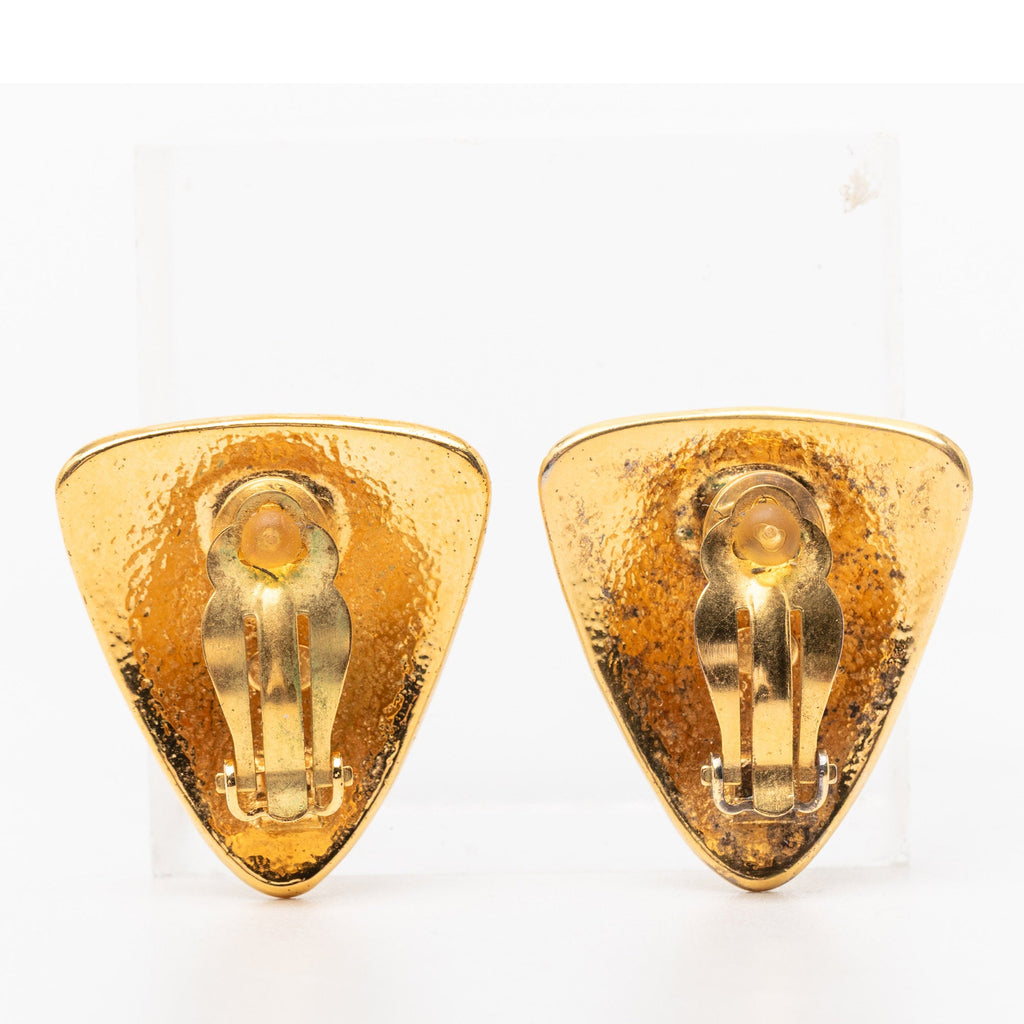 CC Gold Plated Triangular Clip On Earrings