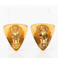 CC Gold Plated Triangular Clip On Earrings