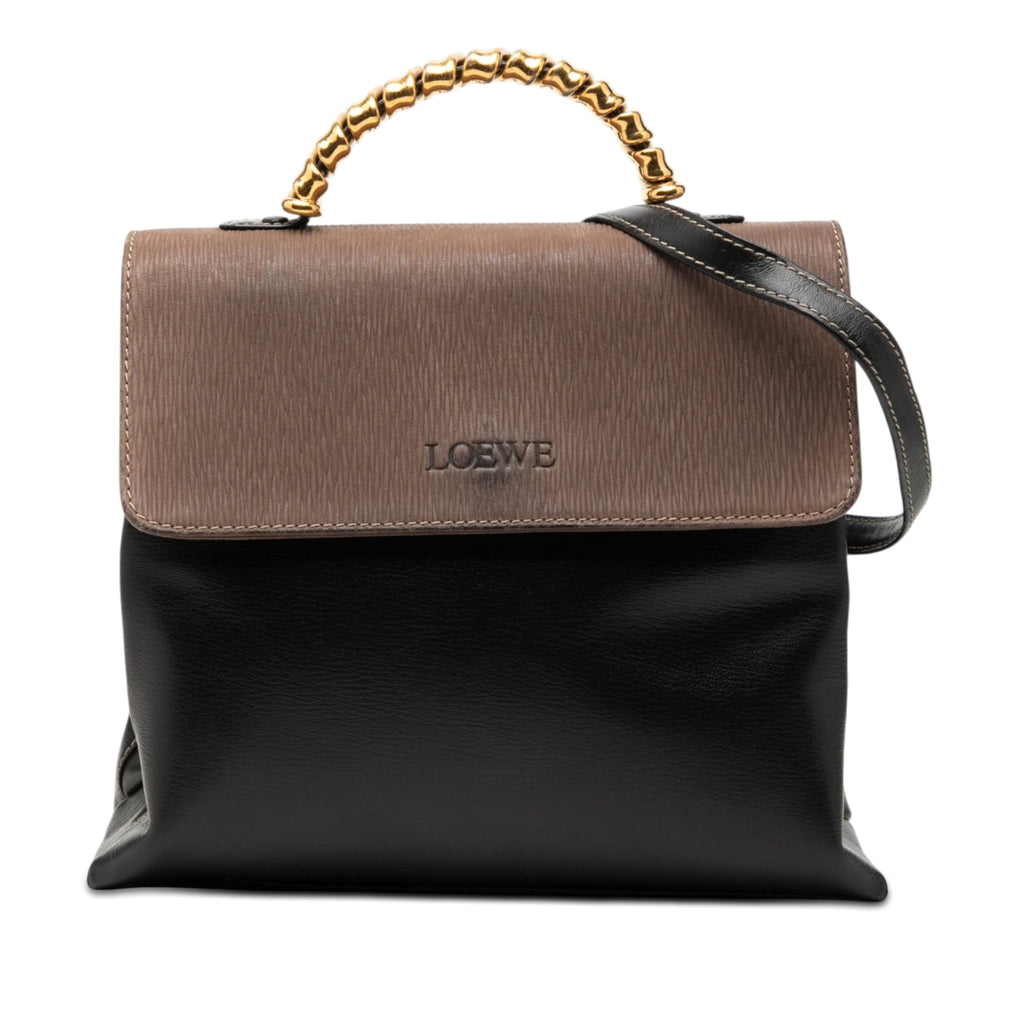 Bicolor Leather Velazquez Twist Top Handle Bag