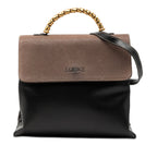 Bicolor Leather Velazquez Twist Top Handle Bag