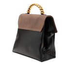 Bicolor Leather Velazquez Twist Top Handle Bag