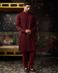 Maroon Heavy Embroidered Kurta & Pants Set By KYNAH, Luxury Indian Fashion & Bridal Wear