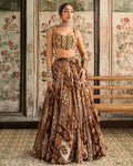 Caramel Print And Scallop Blouse Lehenga Set By KYNAH, Luxury Indian Fashion & Bridal Wear