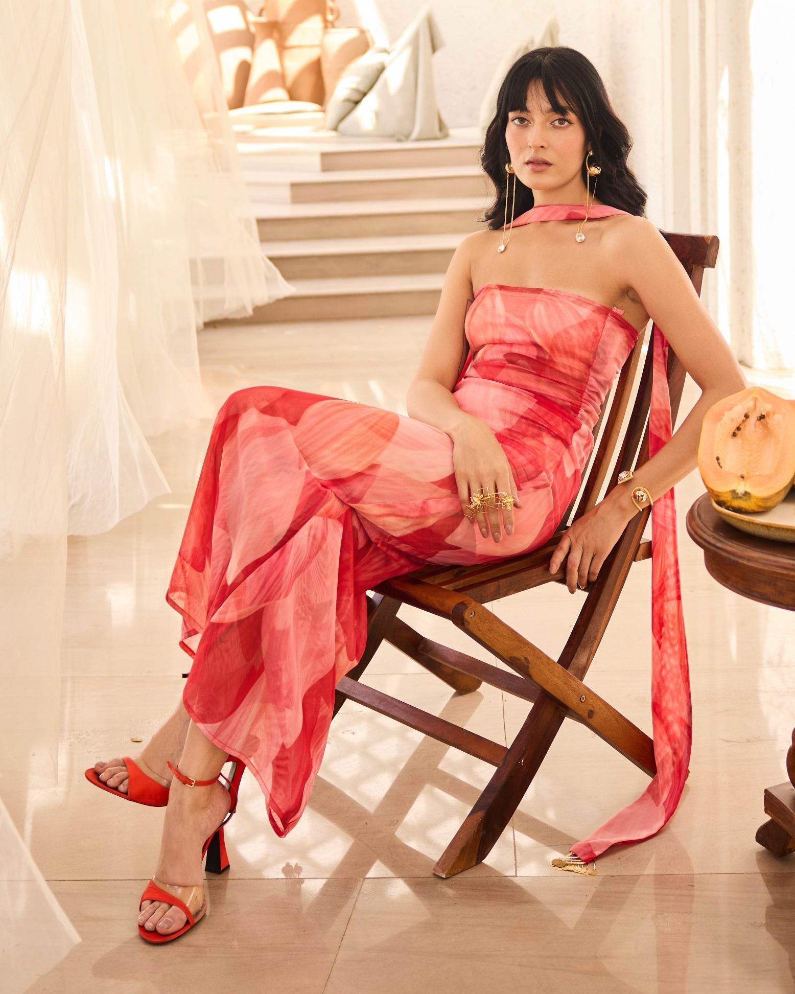 Fleur Ruched Dress By KYNAH, Luxury Indian Fashion & Bridal Wear