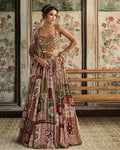 Sage-Maroon Print Lehenga Set By KYNAH, Luxury Indian Fashion & Bridal Wear