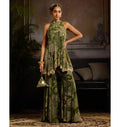 Eucalyptus Glow Peplum Set By KYNAH, Luxury Indian Fashion & Bridal Wear