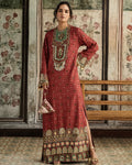 Sage-Maroon Print Kaftan By KYNAH, Luxury Indian Fashion & Bridal Wear