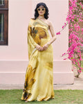 Butter Yellow Floral, One Shoulder Kaftan Set By KYNAH, Luxury Indian Fashion & Bridal Wear