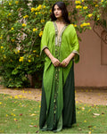 Algae Green Ombre Kaftan Set By KYNAH, Luxury Indian Fashion & Bridal Wear