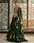 Green Floral Print And Lehenga Set By KYNAH, Luxury Indian Fashion & Bridal Wear