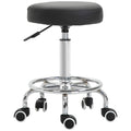 Adjustable Swivel Salon Stool, PU Barber Rolling Massage Tattoo Chair for Bar, Salon, Black