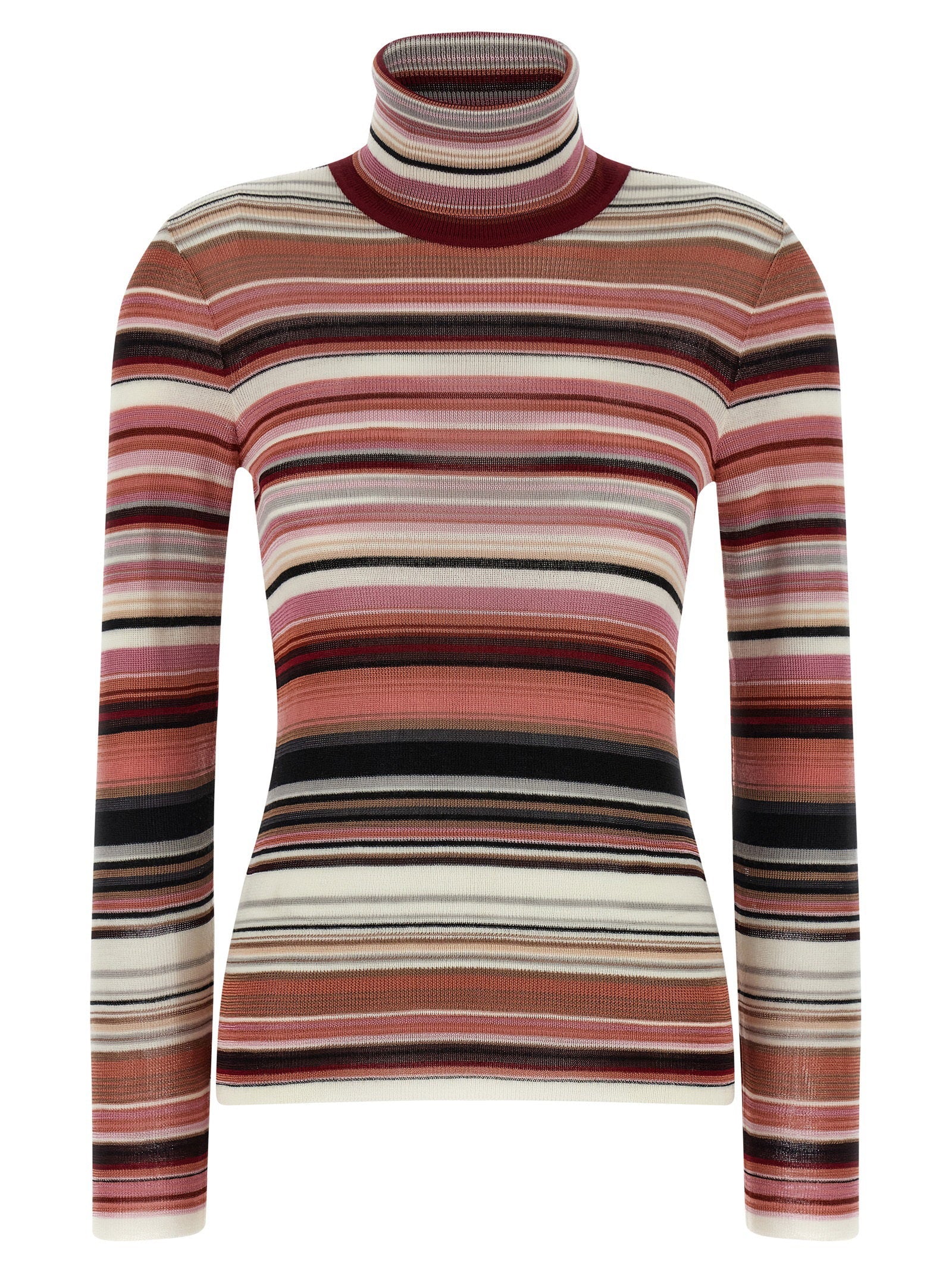 Missoni Striped Wool-Viscose Sweater — Burgundy
