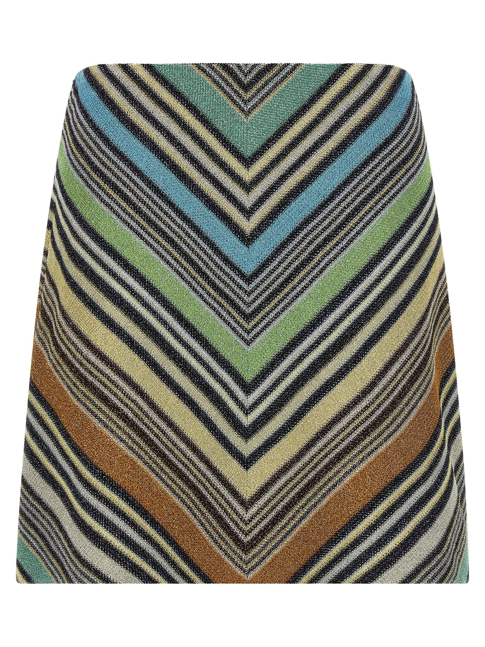 Missoni Geometric Pattern Lamé Skirt — Navy