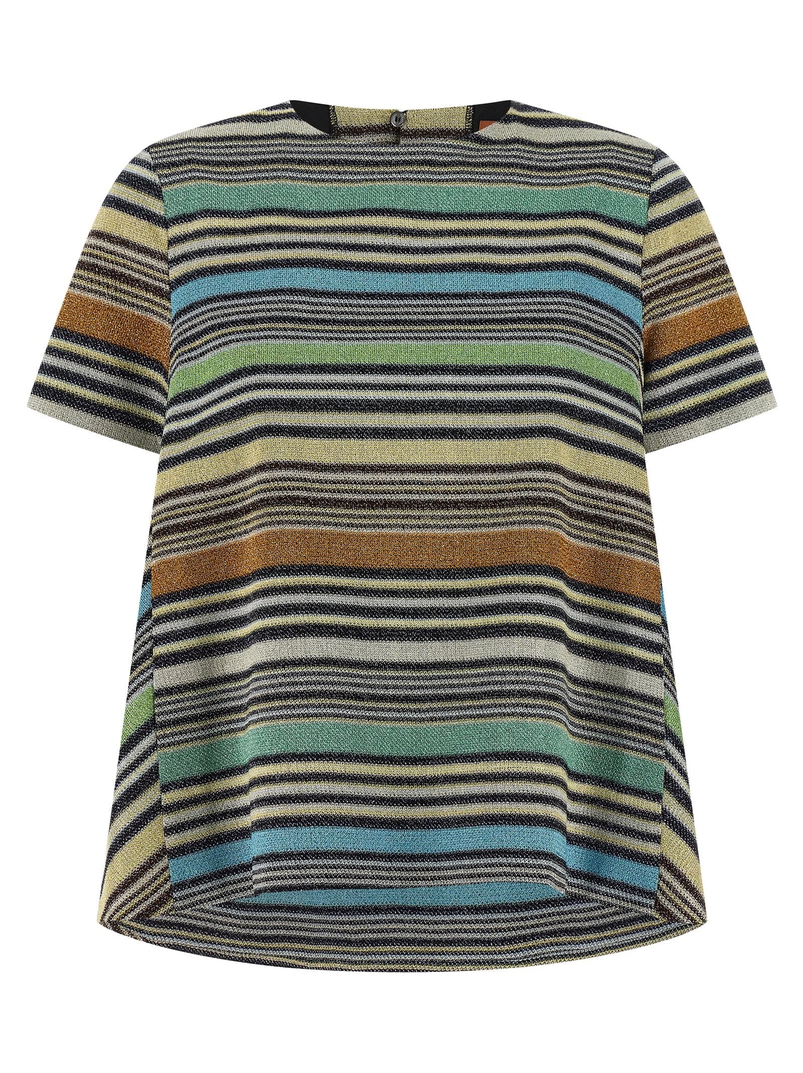 Missoni Striped Lamé T-shirt — Navy