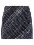 Missoni Diagonal-Check Wool Blend Skirt — Navy