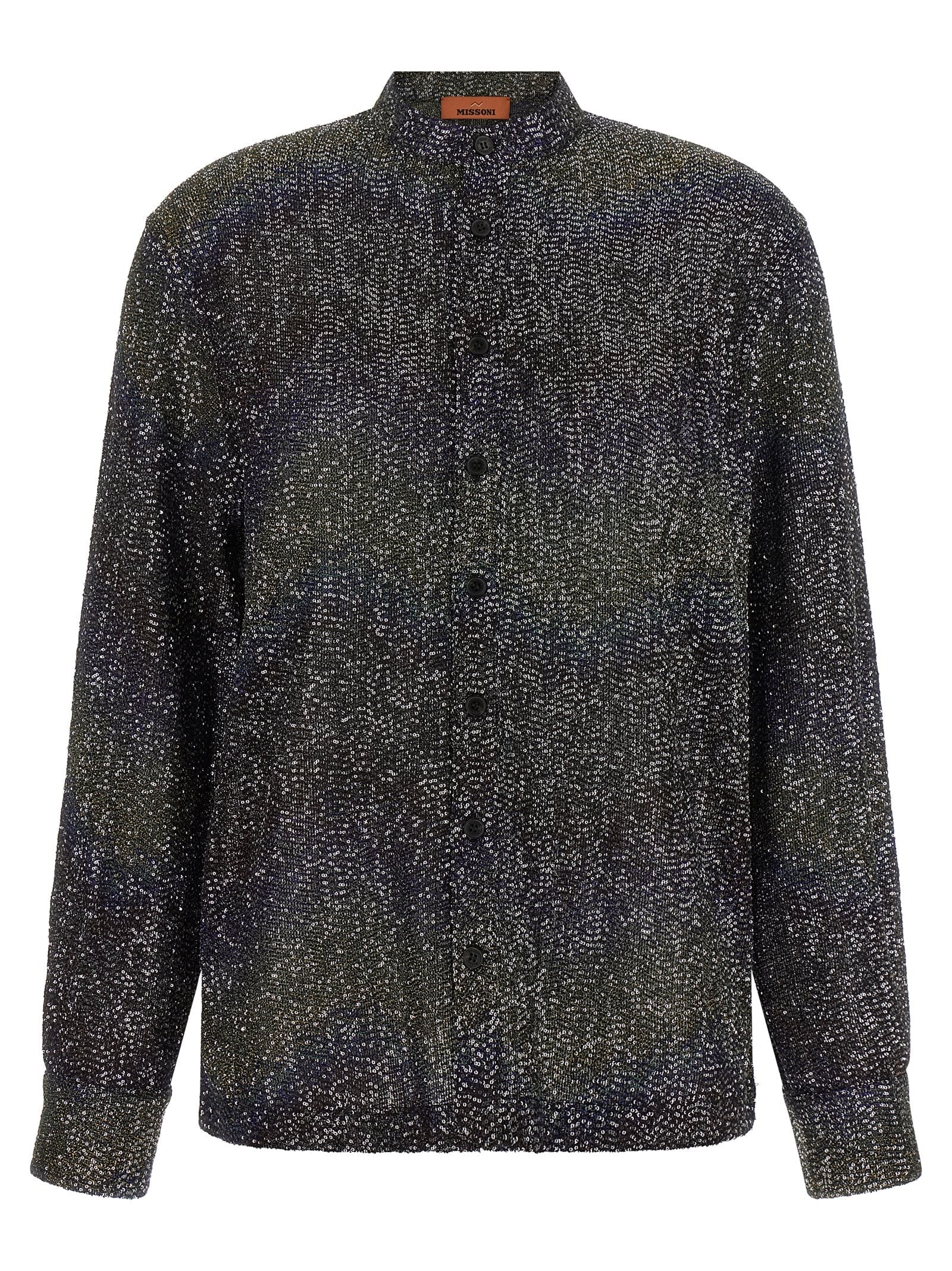 Missoni Micro-Sequin Knit Shirt — Black
