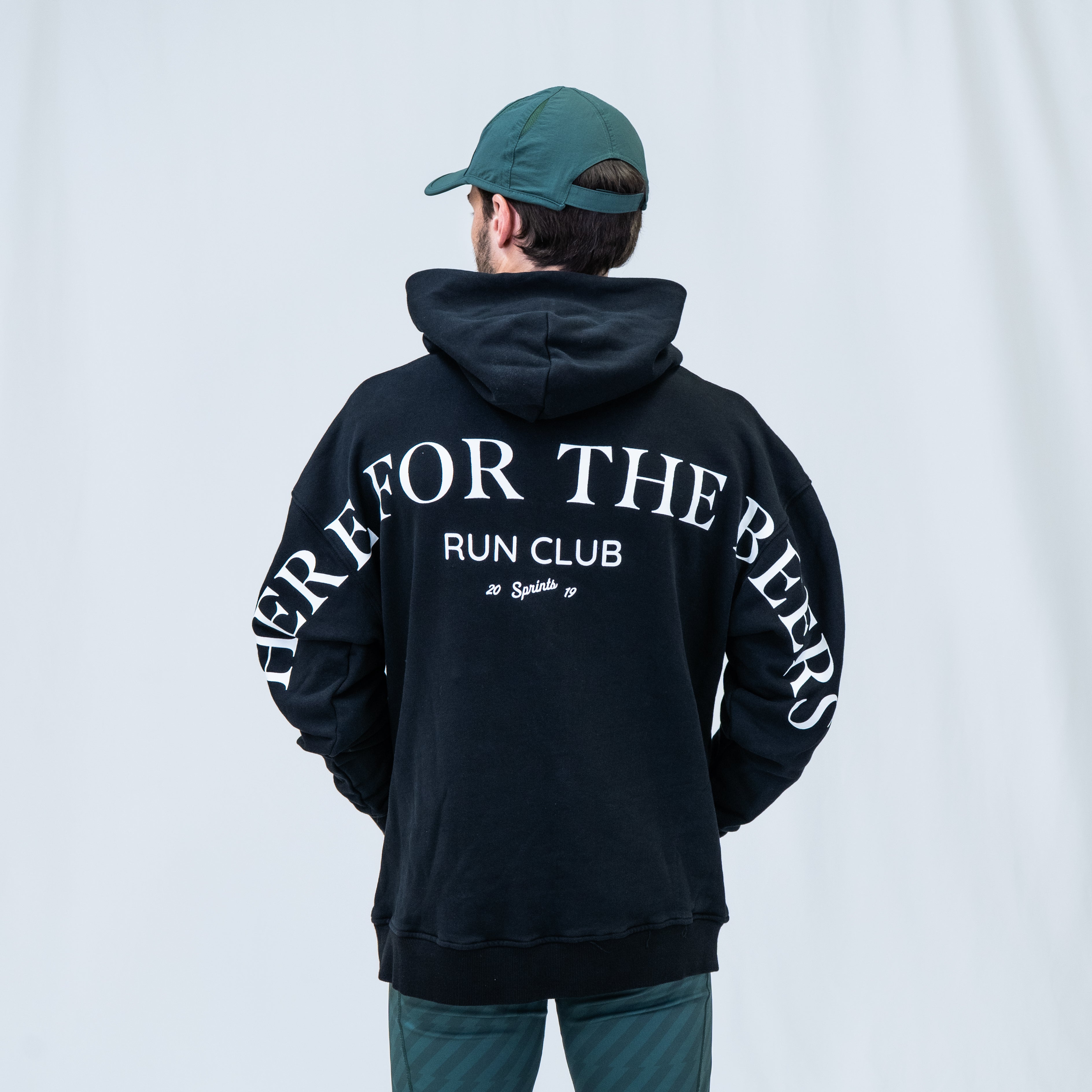 Sprints Run Club Oversized Hoodie - Here for the Beers - Black