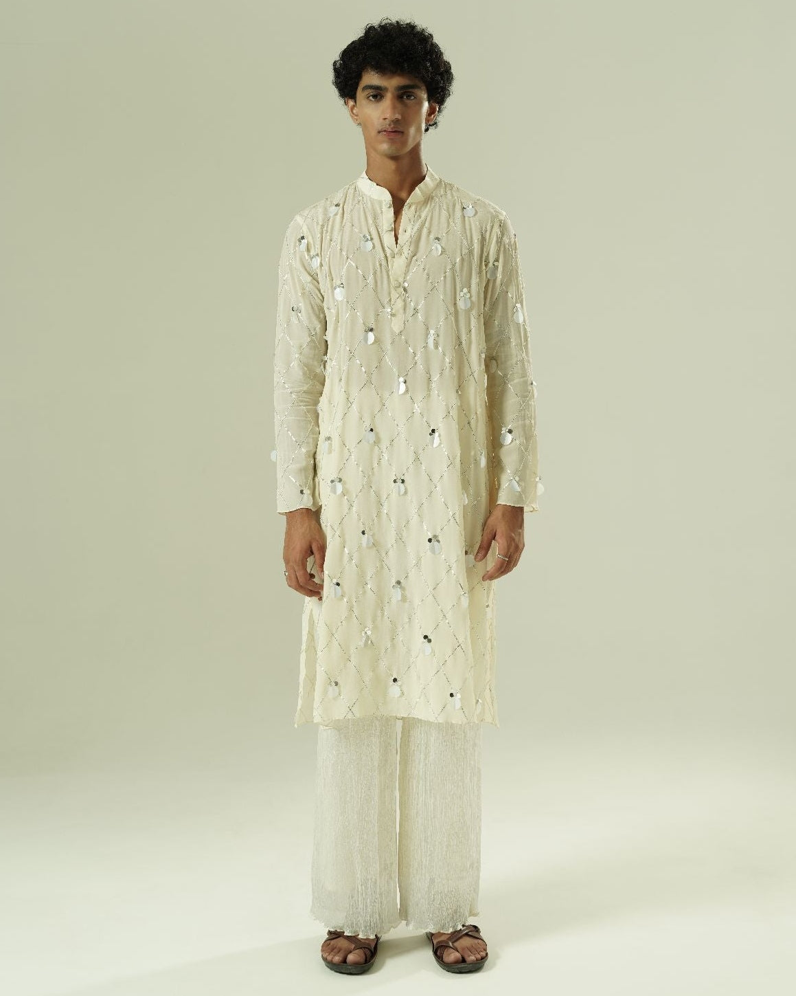 Checkered Droplets Kurta Set By KYNAH, Luxury Indian Fashion & Bridal Wear