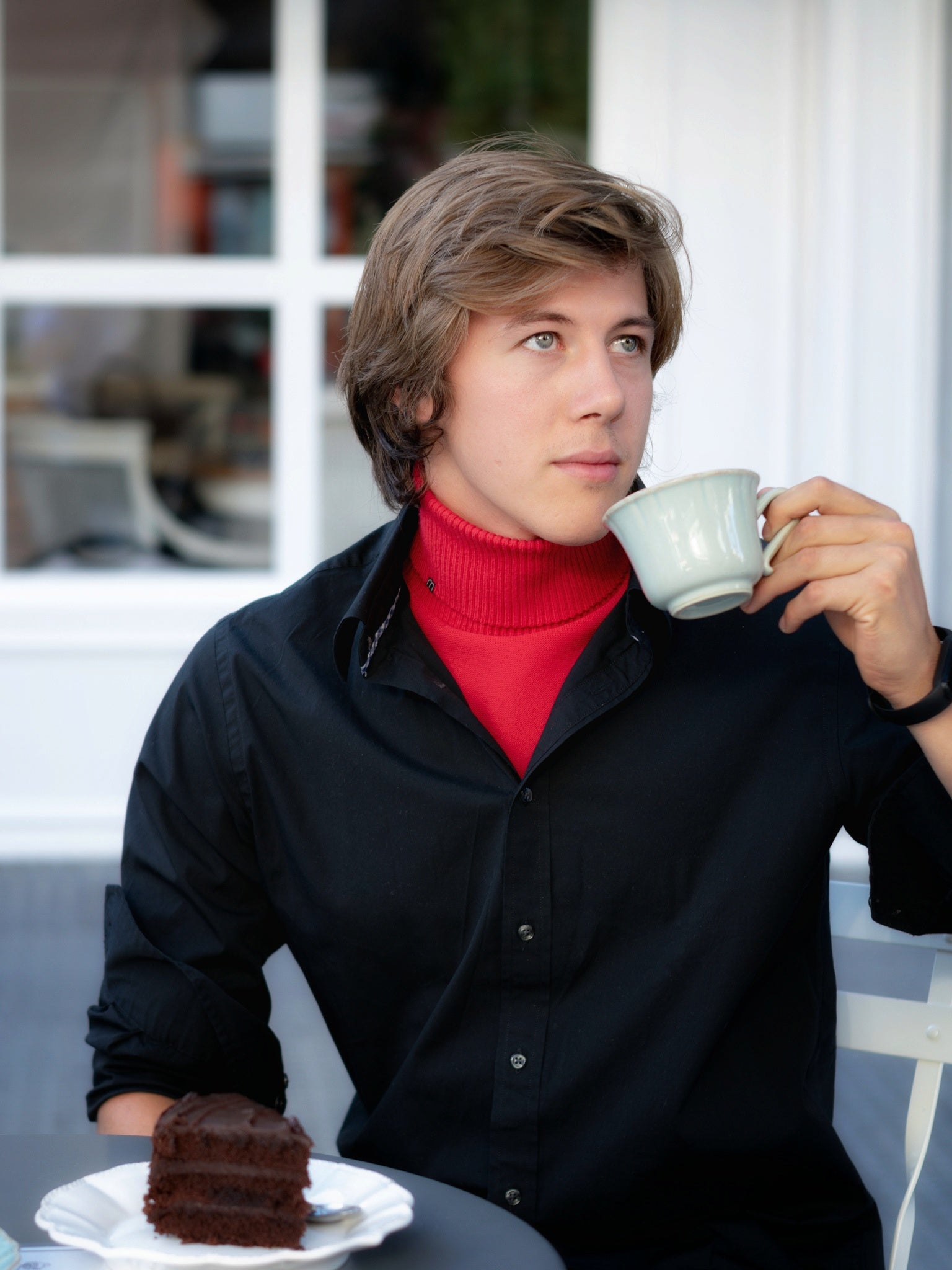 Jersey de cuello vuelto minimo rojo hombre