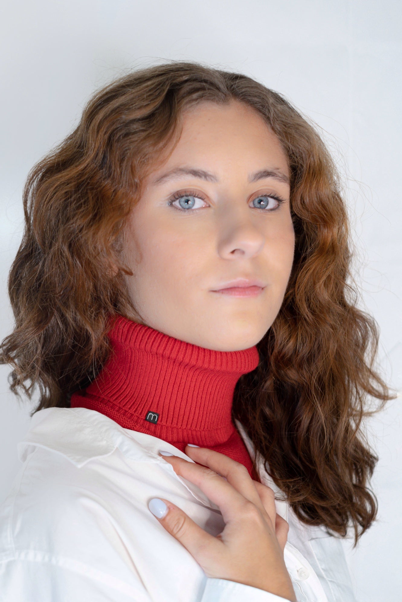 Jersey de cuello vuelto minimo rojo mujer