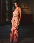 Handwoven Dusty Rose Silk Sari By KYNAH, Luxury Indian Fashion & Bridal Wear