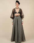 Black Bishop Sleeve Sharara Set By KYNAH, Luxury Indian Fashion & Bridal Wear