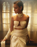 Handwoven Porcelain White Sari By KYNAH, Luxury Indian Fashion & Bridal Wear