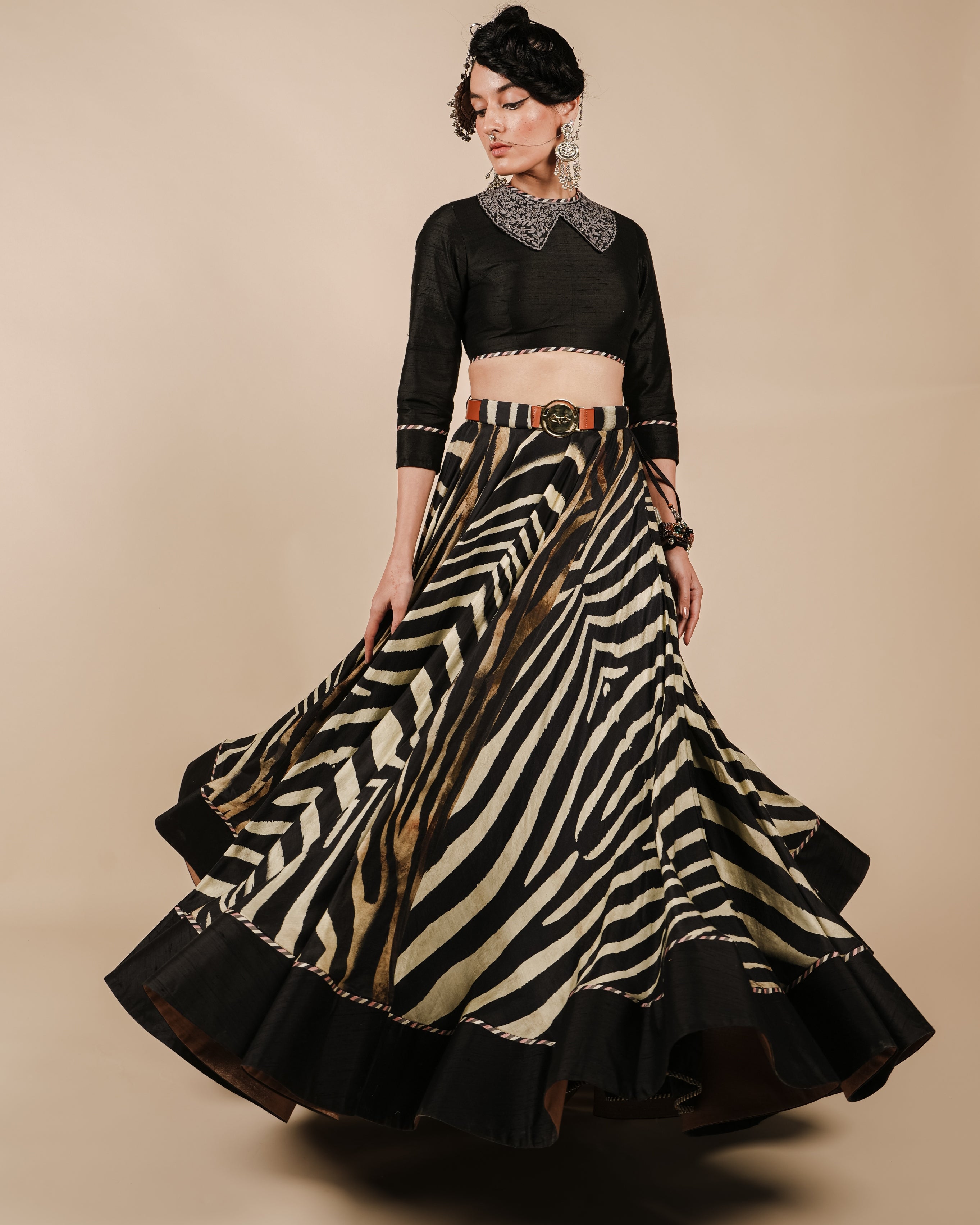 Zebra Print Skirt Set By KYNAH, Luxury Indian Fashion & Bridal Wear