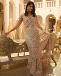 Mint Green Multi-Coloured Floral Sari By KYNAH, Luxury Indian Fashion & Bridal Wear