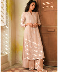 Opal Pink Kurta Set with Side Slit & Culottes By KYNAH, Luxury Indian Fashion & Bridal Wear