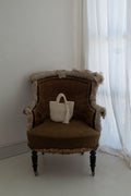 Bolso crochet color blanco  base redonda S