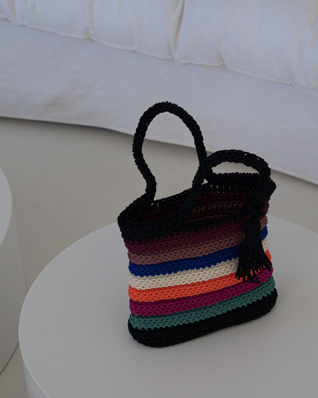 Bolso crochet de colores  base cuadrada M