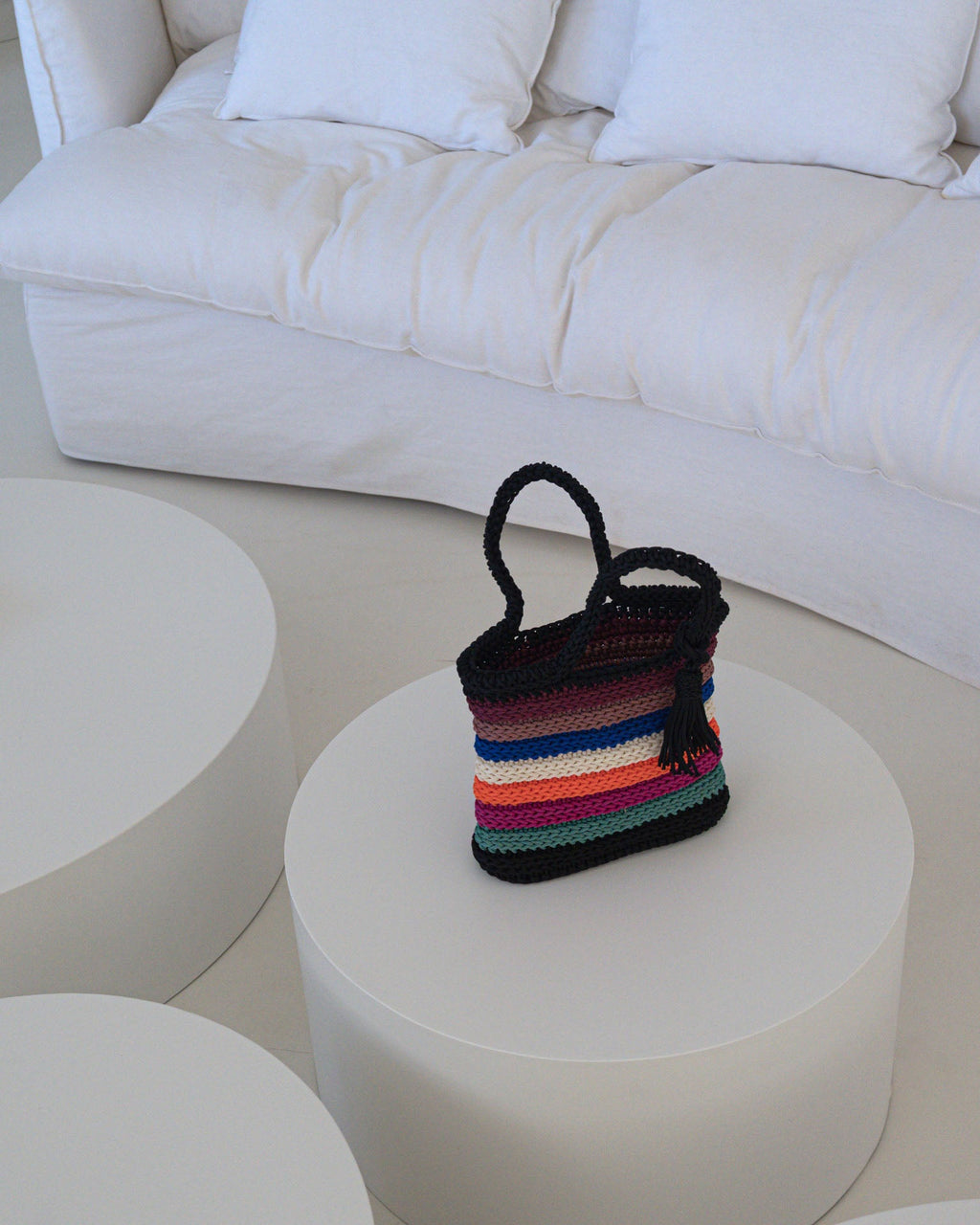 Bolso crochet de colores  base cuadrada M