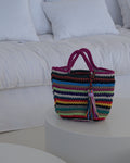 Bolso crochet de colores  base redonda M