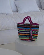 Bolso crochet de colores  base redonda M