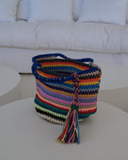 Bolso crochet de colores  base redonda M