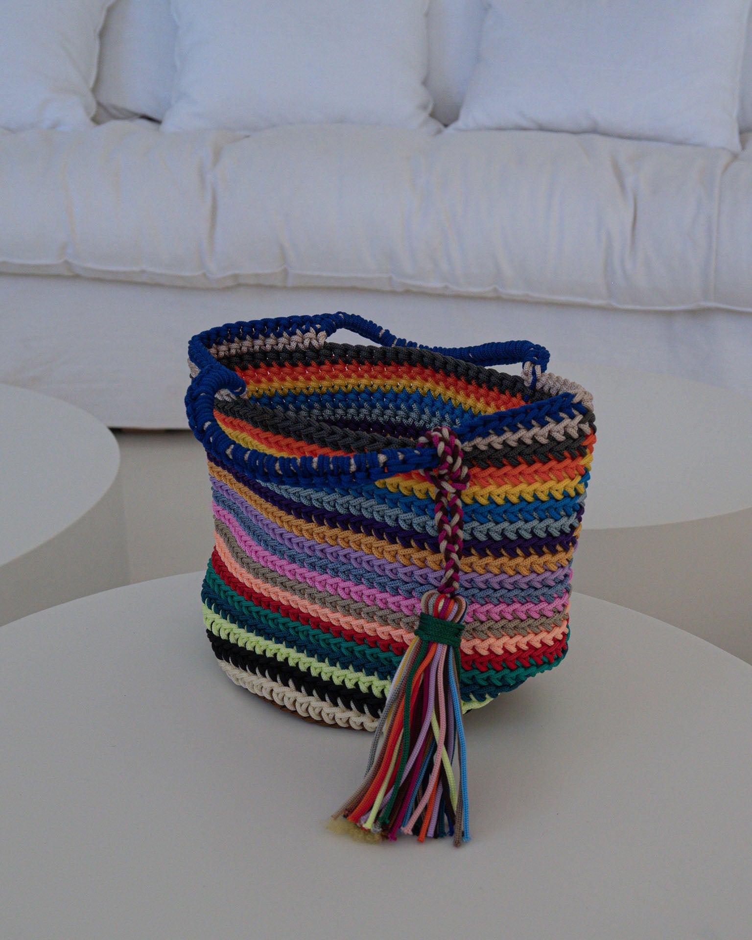 Bolso crochet de colores  base redonda M