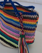 Bolso crochet de colores  base redonda M